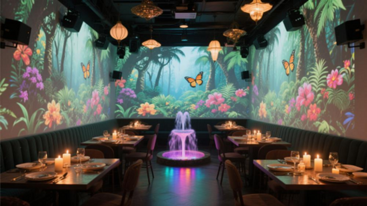 重塑現(xiàn)代沉浸式光影餐廳的科技美學(xué)AG真人國際廳奧圖碼投影科技：(圖1)